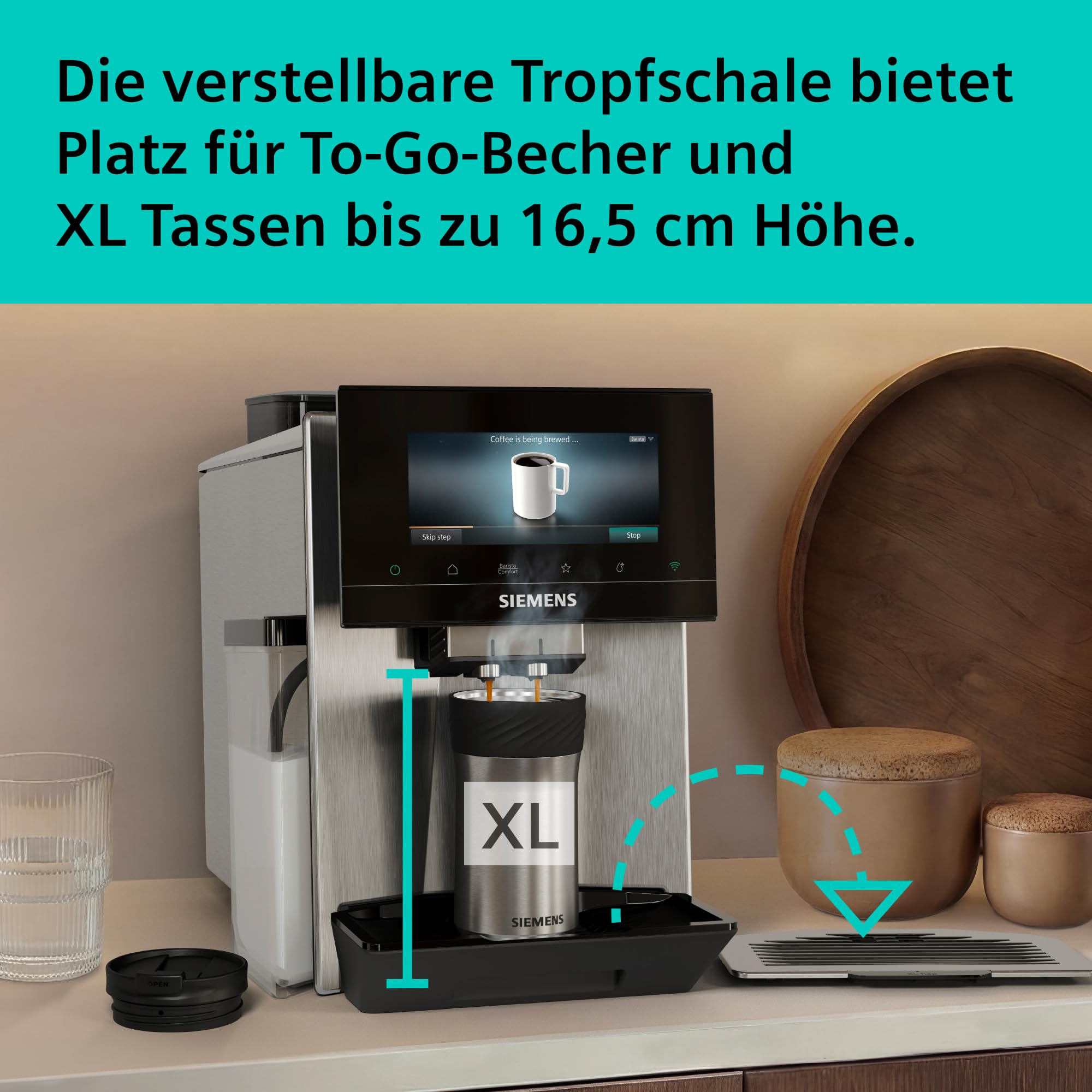 Siemens EQ900 Kaffeevollautomat iAroma, Full-Touch-Display, 2 Bohnenbehälter, Silber, TQ927E03