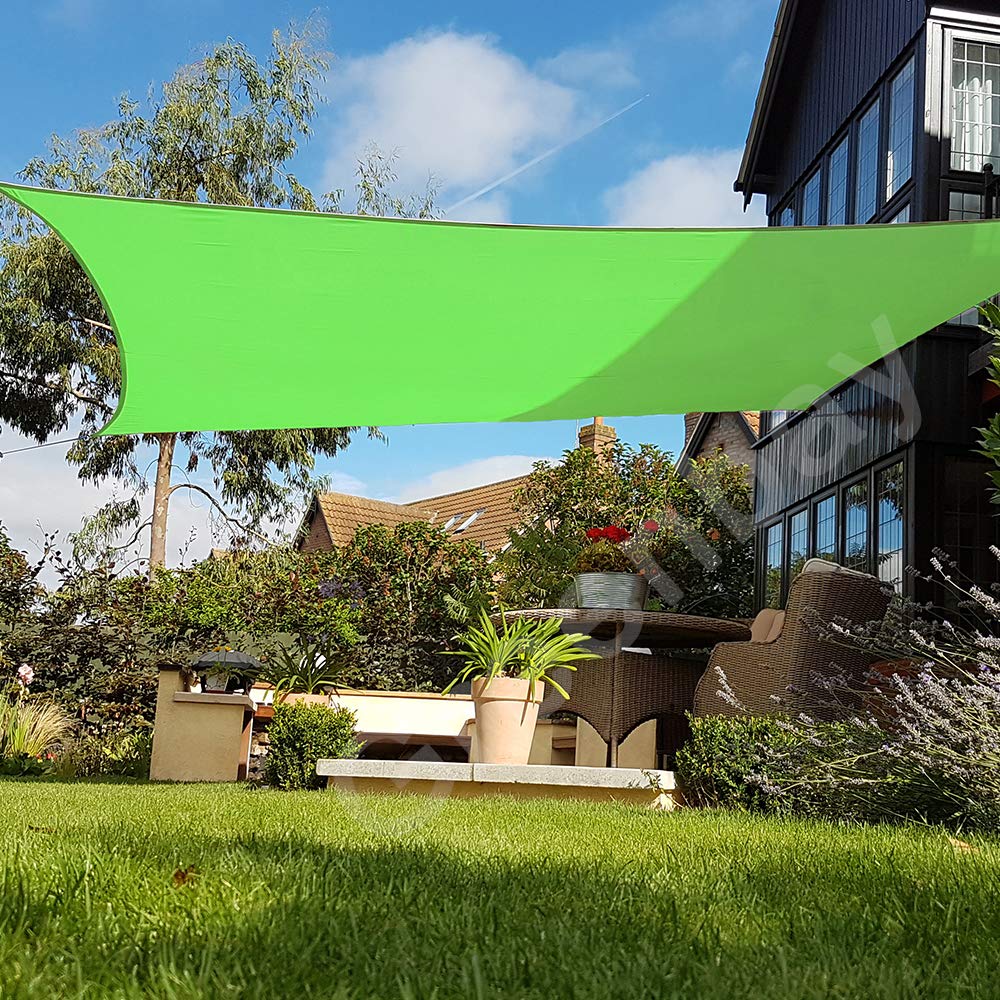 Greenbay Sonnensegel Sonnenschutz Segel, UV Schutz für Balkon Terrasse Garten, Quadrat 5x5m Hellgrün