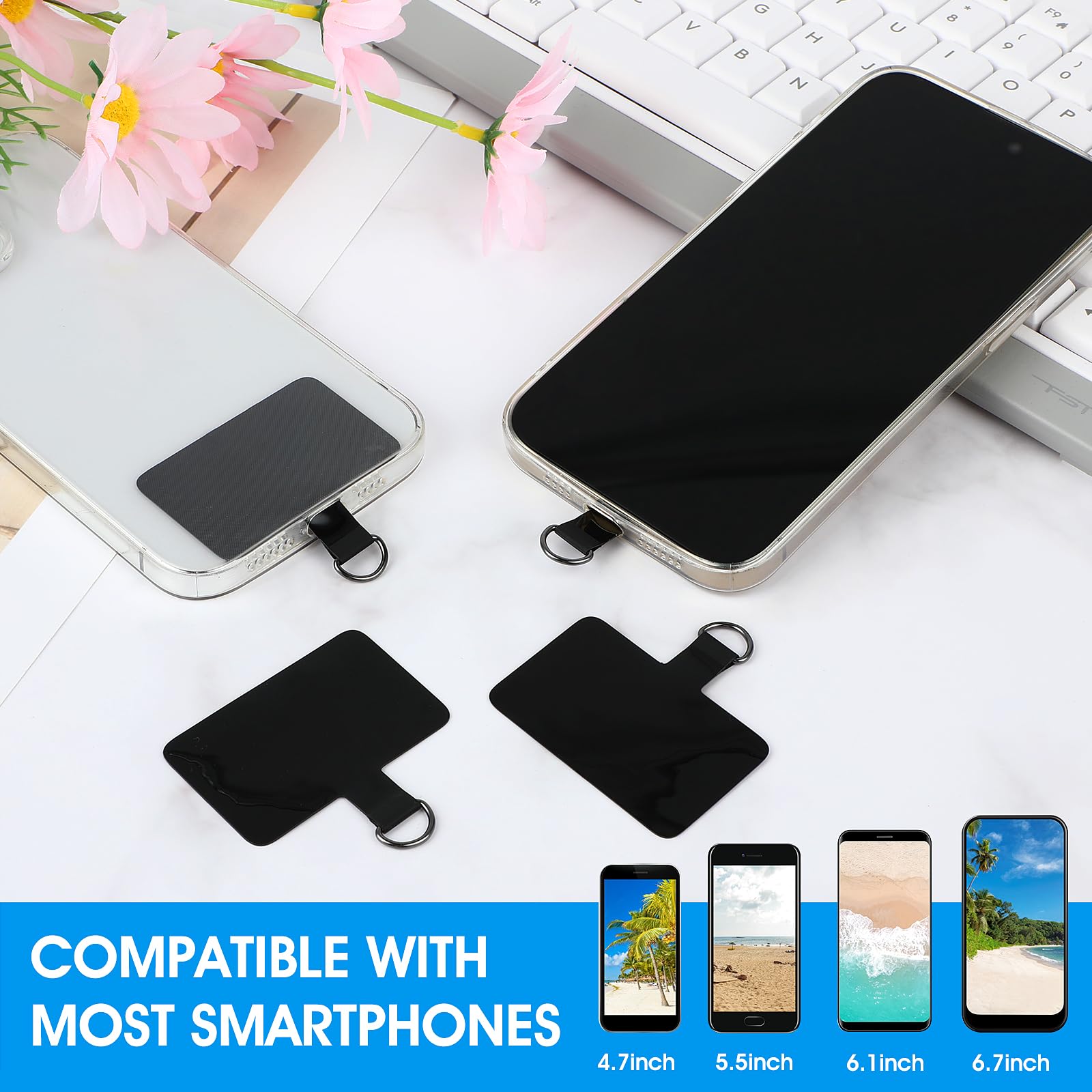 Universal D-buckle Phone Tether Tabs 4-Pack Universal Phone Tether Tabs -  D-Buckle Lanyard Patches For Phone Drop Protection Automotive Repair Tools