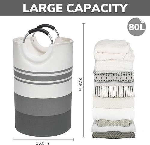 Miniatura 3 de CHICVITA Cesta grande para ropa sucia, cesta plegable para ropa sucia, cesta plegable para ropa sucia, bolsa de lona con asas, 1 paquete, 80 L,