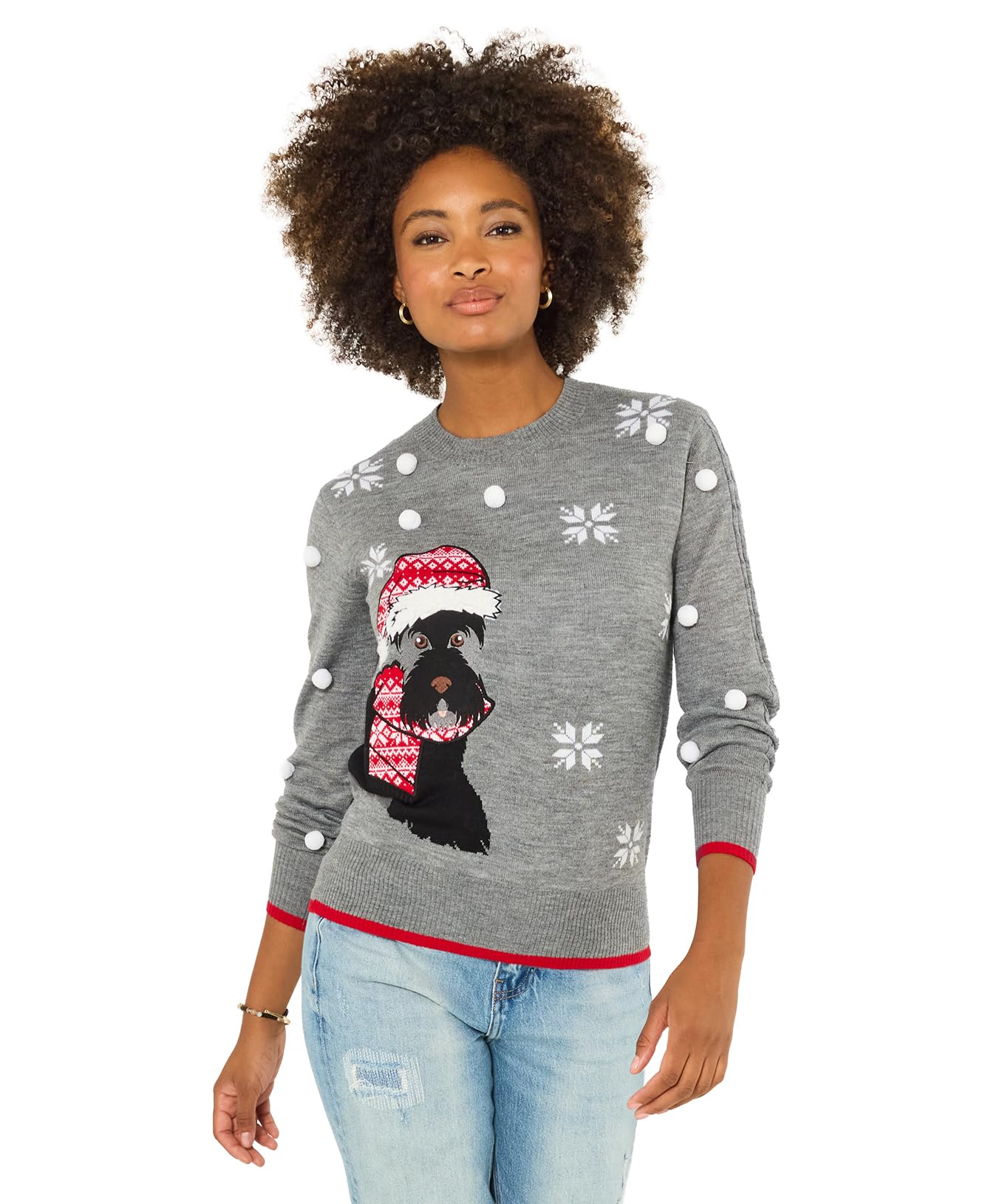 Joe Browns Women's Scottie Dog Embroidered Jumper Pullover Sweater, Grey, 12