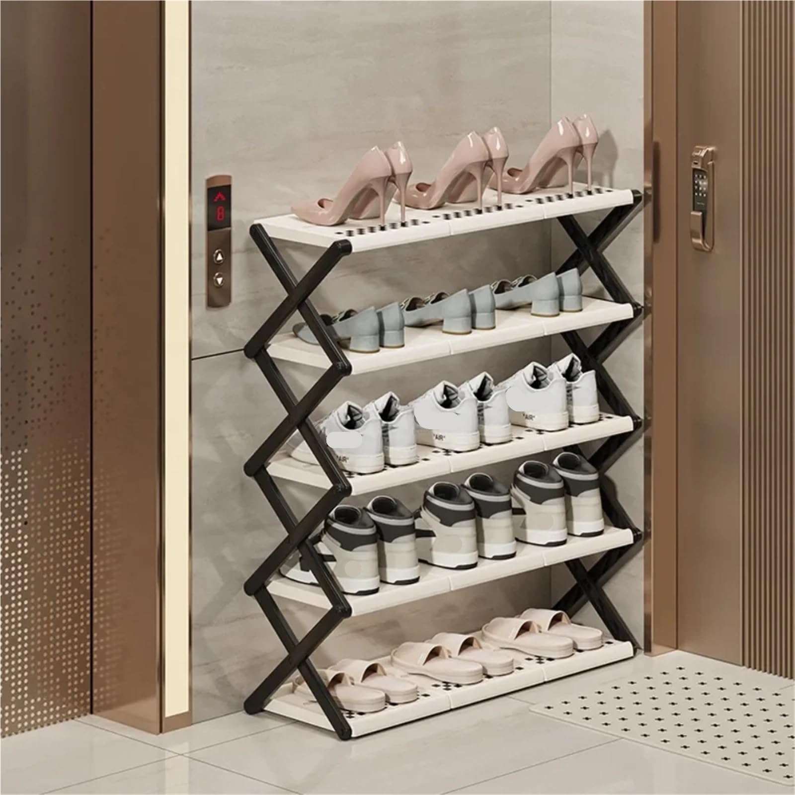 Scaffale pieghevole per scarpe Scaffale for scarpe semplice, resistente alla pressione, pieghevole, salvaspazio, for riporre le nel dormitorio, for la casa e il soggiorno(3 layer)