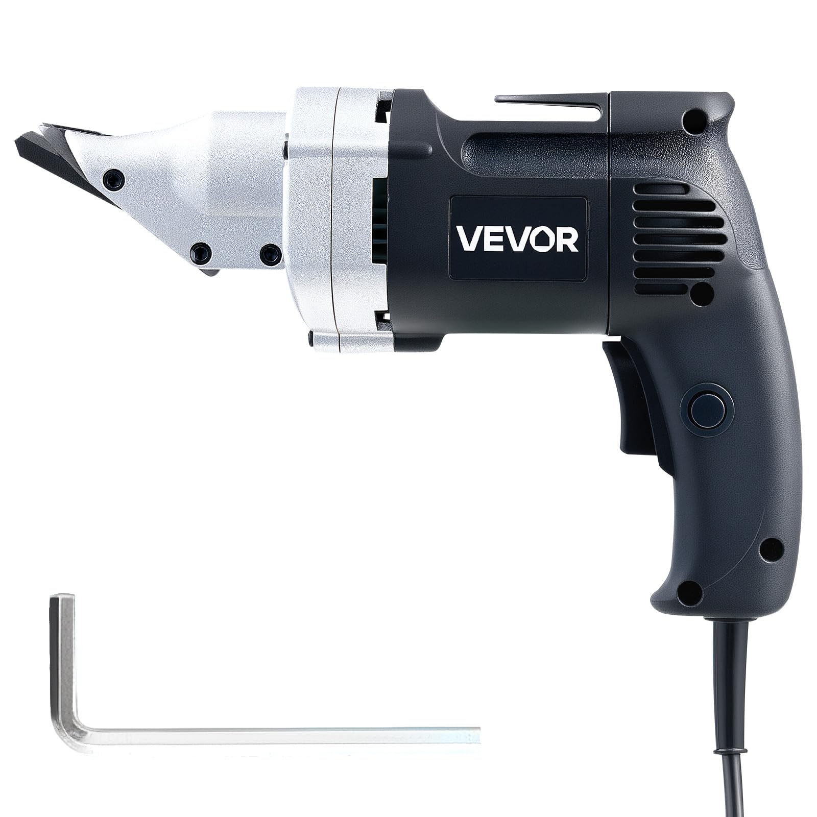 VEVOR Cesoia Elettrica per Metallo, Taglierina per Lamiera con Cavo da 4,​0 A con Testa Girevole, Velocità Variabile, Taglio Continuo, per Acciaio Zincato 1,​22 mm, Acciaio Inox 1 mm, 2500 giri/​min