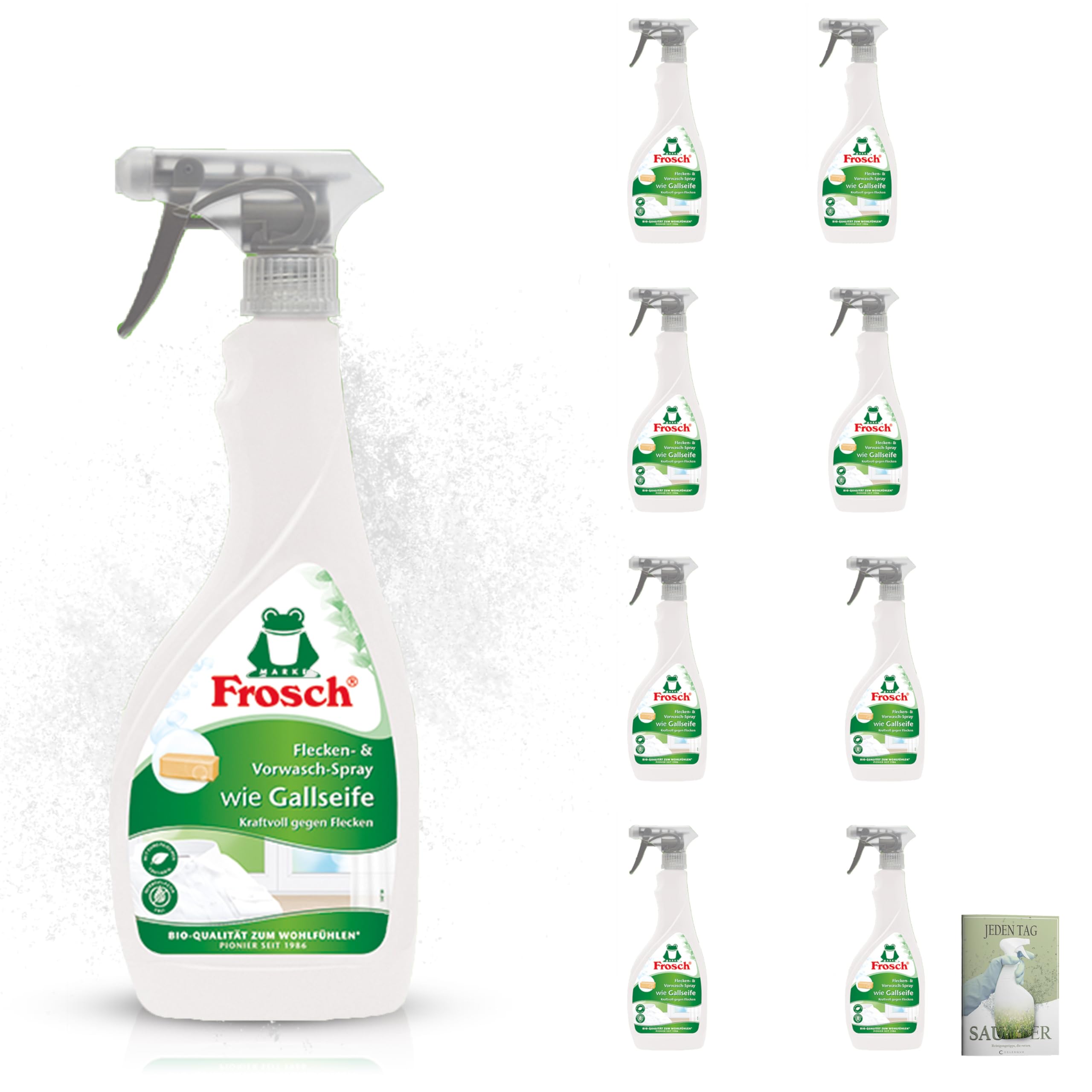 Frosch Wie Gallseife Fleckenspray 500 ml, 8er Pack (8 x 500 ml) - Effektiv gegen Flecken, biologisch abbaubar und Celexqua Reinigungsratgeber (e-Book)