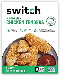 SWITCH FOODS Plant-Based Chicken Tenders | Crispy High Protein Vegan Tenders | Soy, Gluten, GMO, Allergen, & Dairy Free | 18g Protein | 8 Pieces | 11.3 Oz