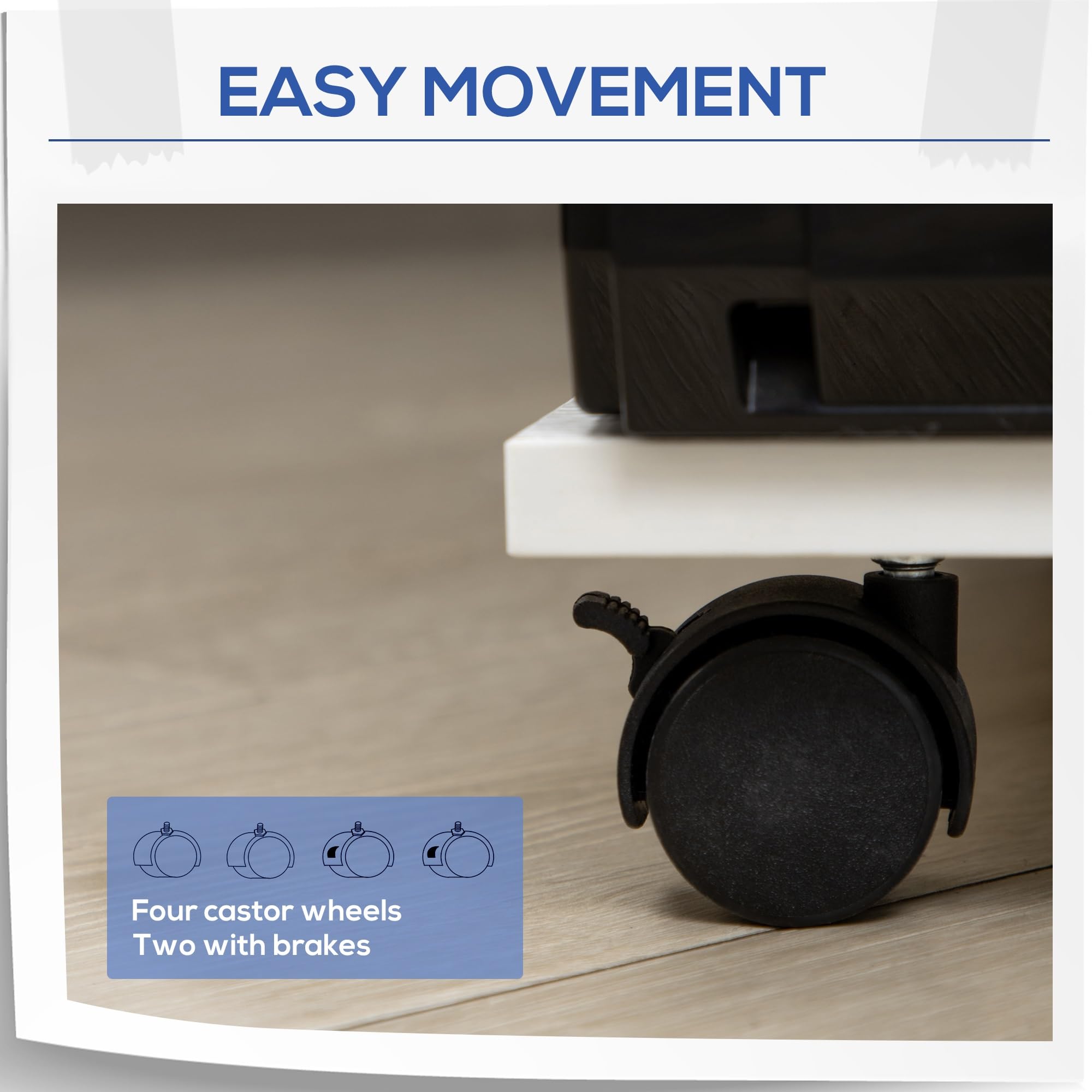 Supporto per Stampante Mobile, Carrello Portadocumenti con Ruote, Ripiano Regolabile, Cassetto E Supporto per CPU