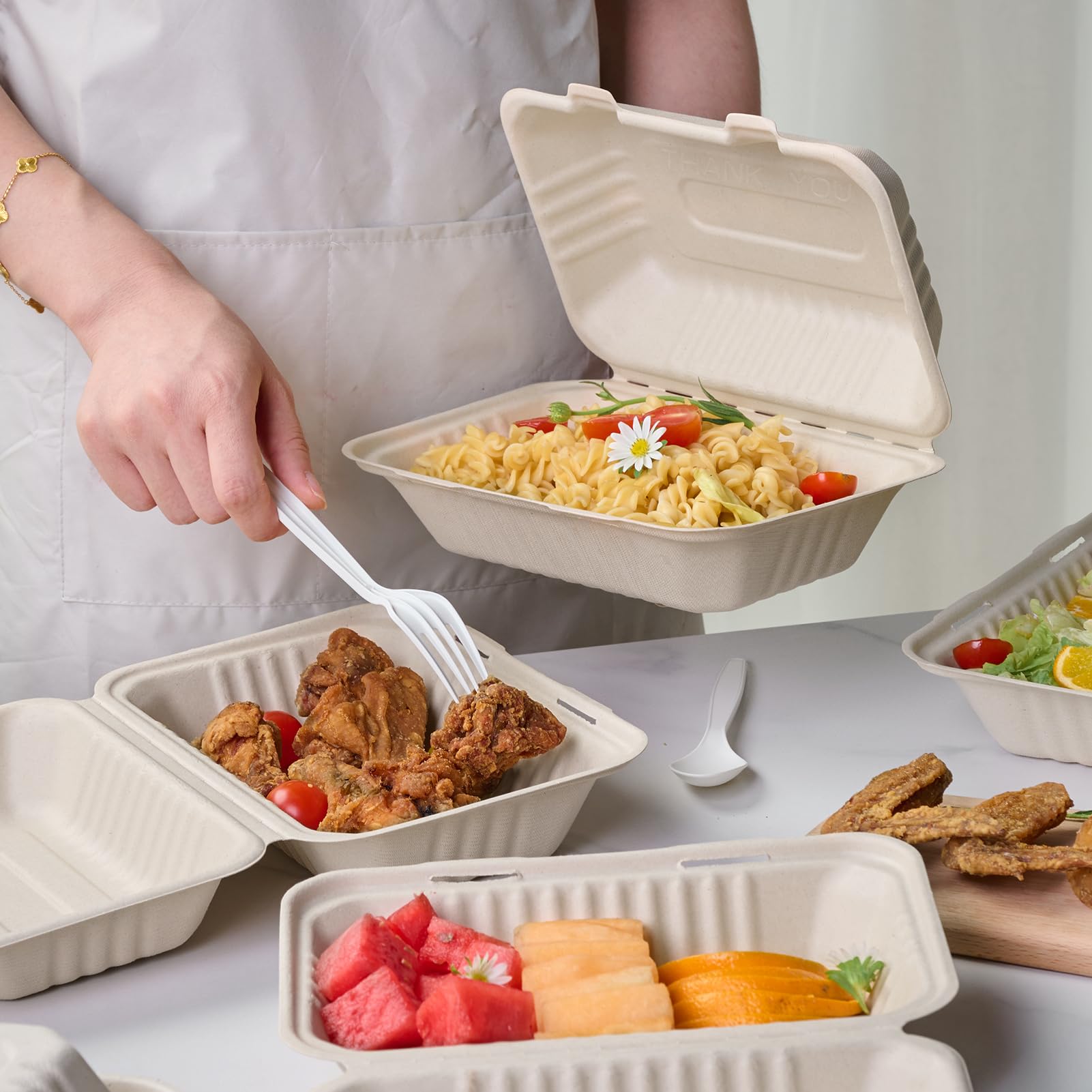 Snapklik.com : ECOLipak 500 Pack Clamshell Take Out Food Containers
