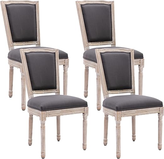 KCC French Dining Chairs Set of 4, Upholstered Vintage