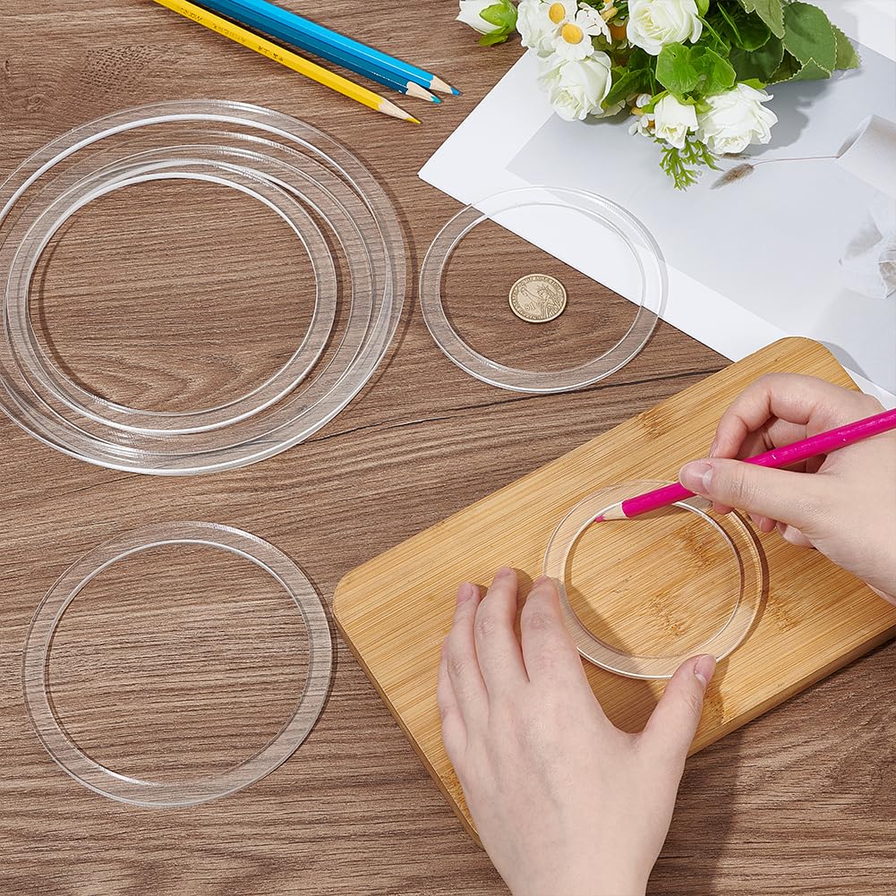 PH PandaHall Router Template for Woodworking 8 Circle Router Jig Templates 2.8~8 inch Clear Acrylic Inlay Templates Craft Template Router Stencils for Wooden Projects Handmade Crafts Making - Image 3