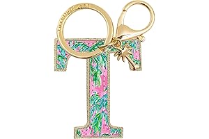 Lilly Pulitzer Luggage Tags: Leatherette Initial Keychain, Letter Bag Charm for Women