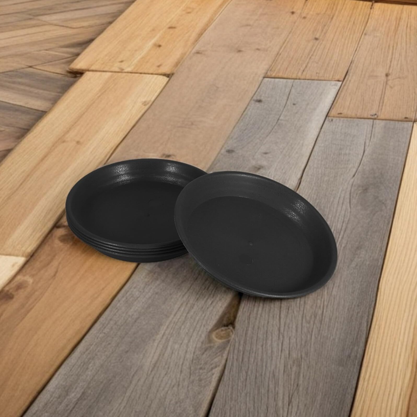 Didiseaon Set da 10 Sottovasi Rotondi in Plastica Nera 19 CM Raccogli-Acqua per Piante Supporto per Vasi da Fiori per Uso Interno ed Esterno in Casa e Giardino