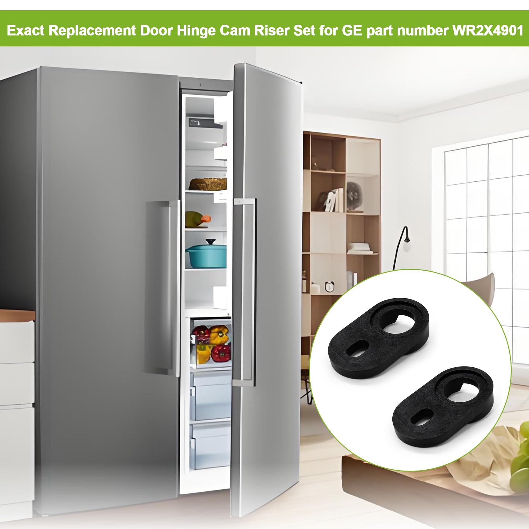 WR2X4901 - 2 unidades para bisagra de puerta de refrigerador GE AP2058495 PS297995