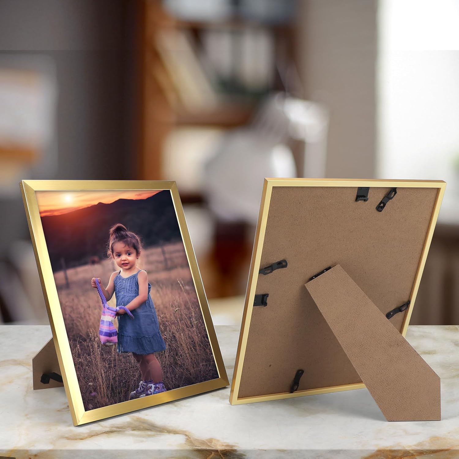 Hoikwo 18 Packs 8x10 Gold Multi Plastic Picture Frames Set with Plastic Cover for Family Photos, Artwork, Light Weight Bulk 8 by 10 Frames Pack for Wall Hanging and Table, Stylish Picture Frames