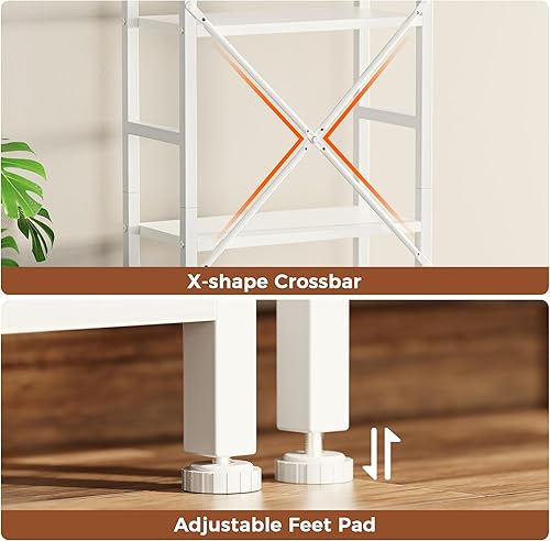 Miniatura 65 de SUPERJARE Estantería triple de 4 niveles, estantería con 11 estantes abiertos, estante ancho para el hogar y la oficina, color gris Negro -,Marrón