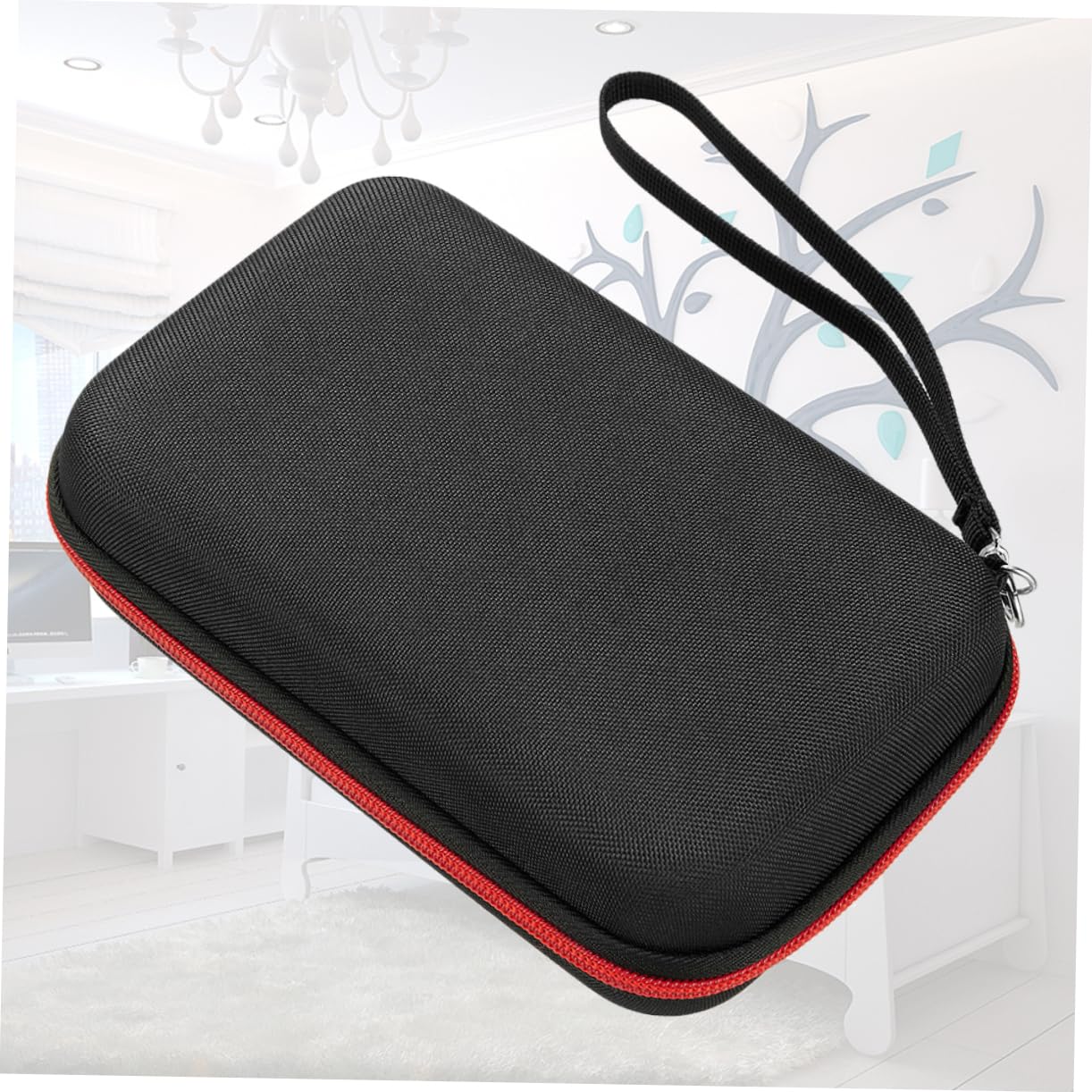 Estuche Protector de Eva para Termómetro Digital de Frente, Rojo, Portátil Prueba de Golpes, con Cordón para Guardar y Proteger