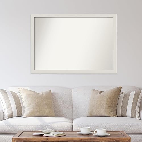 Miniatura 4 de Amanti Art Espejo de baño blanco para sobre el fregadero, 35 x 50 pulgadas, espejo de tocador rectangular estrecho blanco, marco de madera rústica