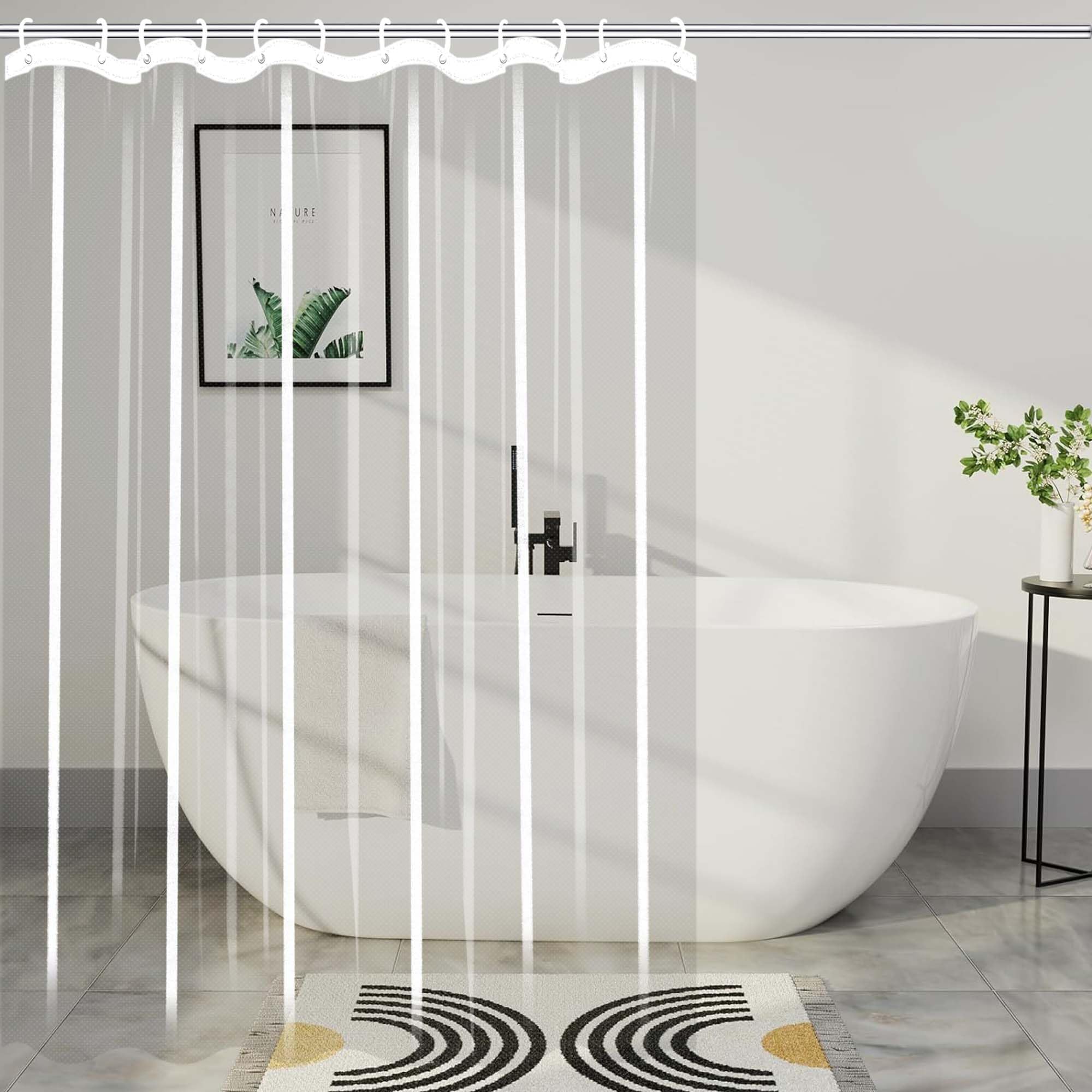 Rideau Douche 300 x 185 cm PEVA transparent imperméable pour baignoire