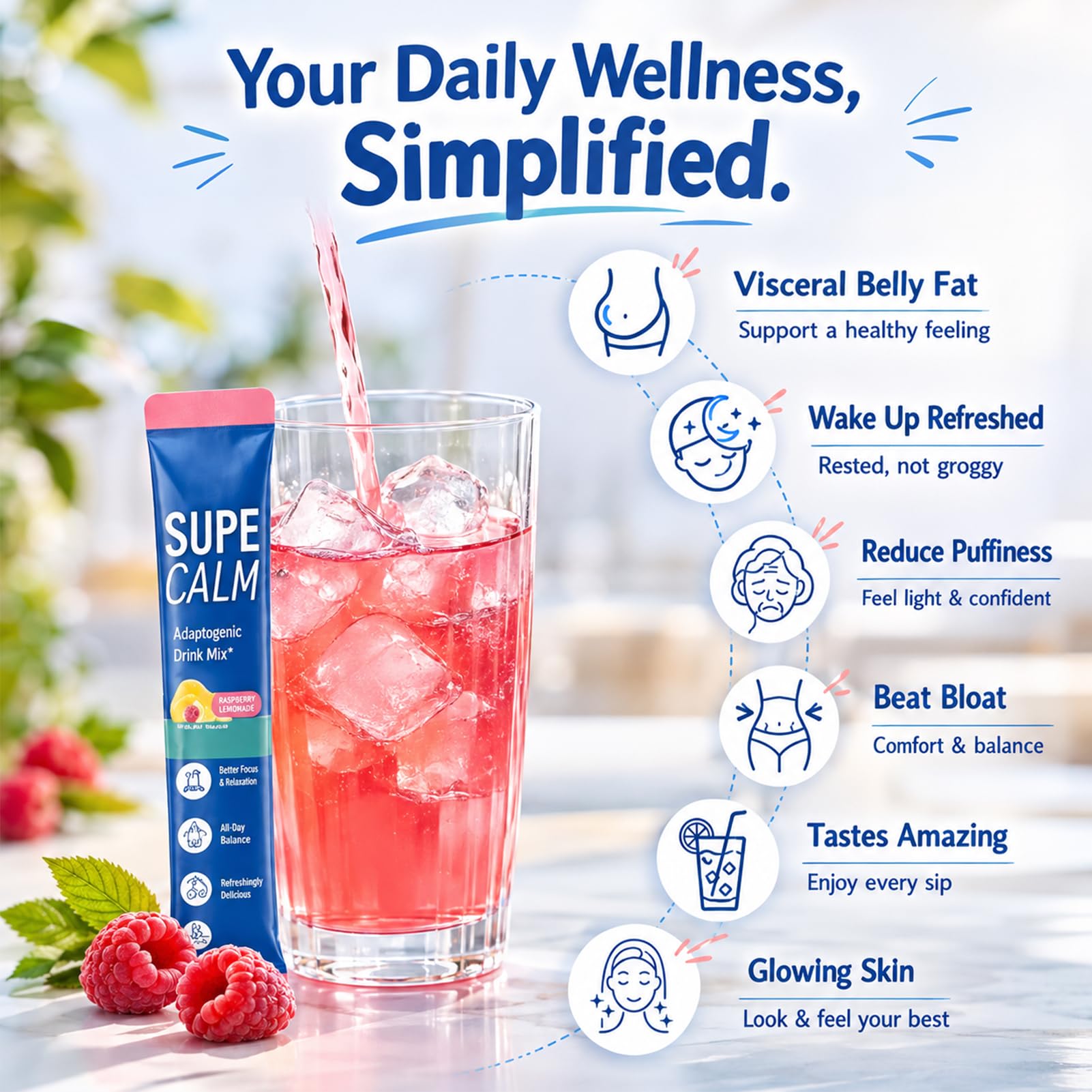 New Super Cortisol：Lot de 20 sticks – Réduit le cortisol – Favorise la détente & la concentration – Améliore le sommeil – Sans sucre – Format nomade – Unisexe | Favorise la Détente et la Concentration,No Sugar