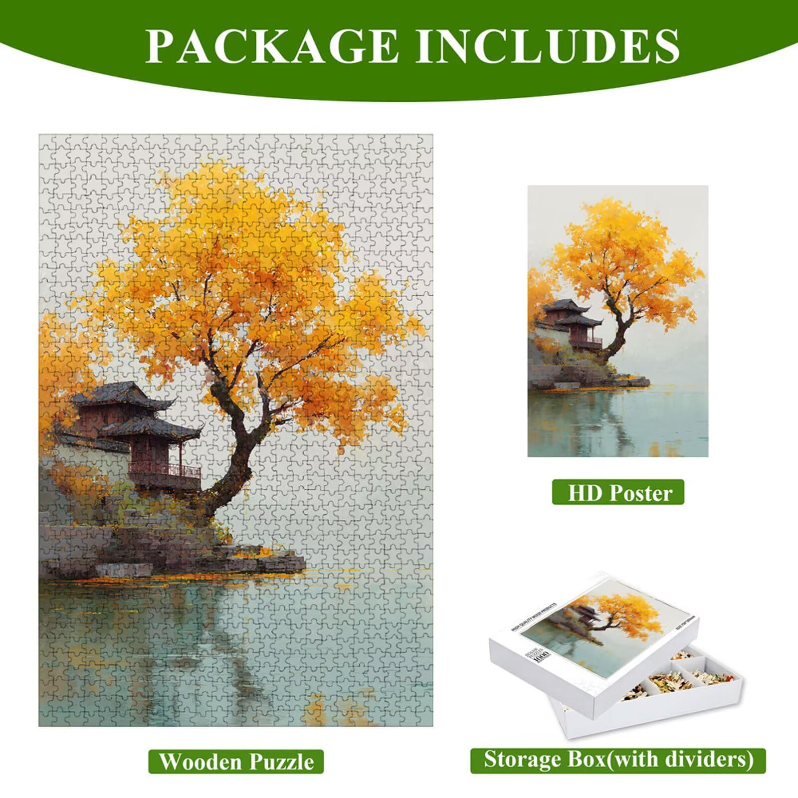 Puzzle 1500 Piezas Adultos Otoño & Árbol, Rompecabezas con Letras Traseras y Póster, Pasatiempo Antiestrés, Decoración de Pared, Regalo Decorar Mujer Hombre 87 x 57 cm (14 Años +) P3#1143