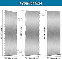 Vista 2 de 3 Pieces Stainless Steel Cake Scraper 10 Inch and 9 Inch Large Double Sided Patterned Edge Stripe Edge Smoother Scraper Cake Decorating Comb Pastry
