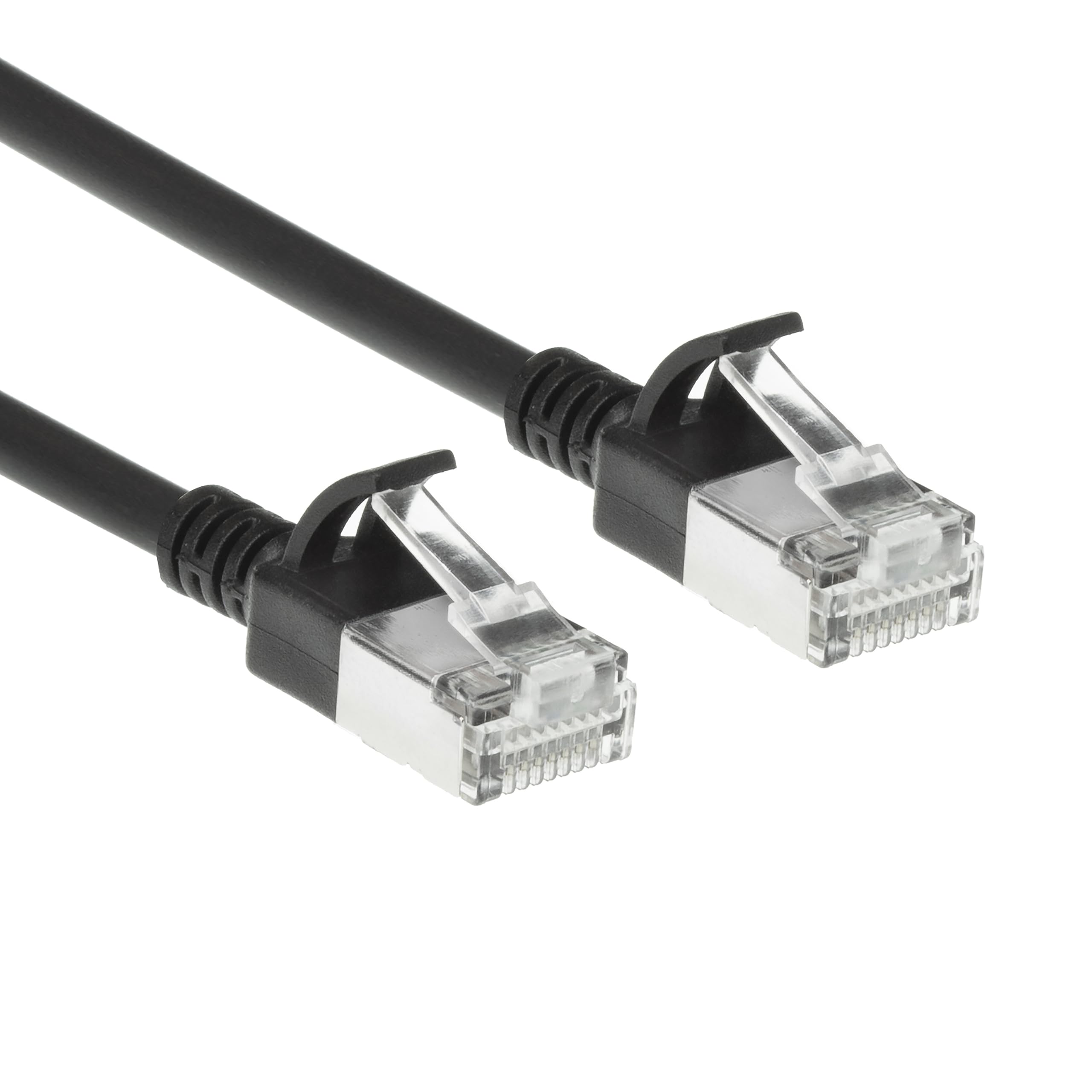 ACT Black 0.15 meters LSZH S/FTP CAT7 slimline patch cable snagless with RJ45 connectors DF7930