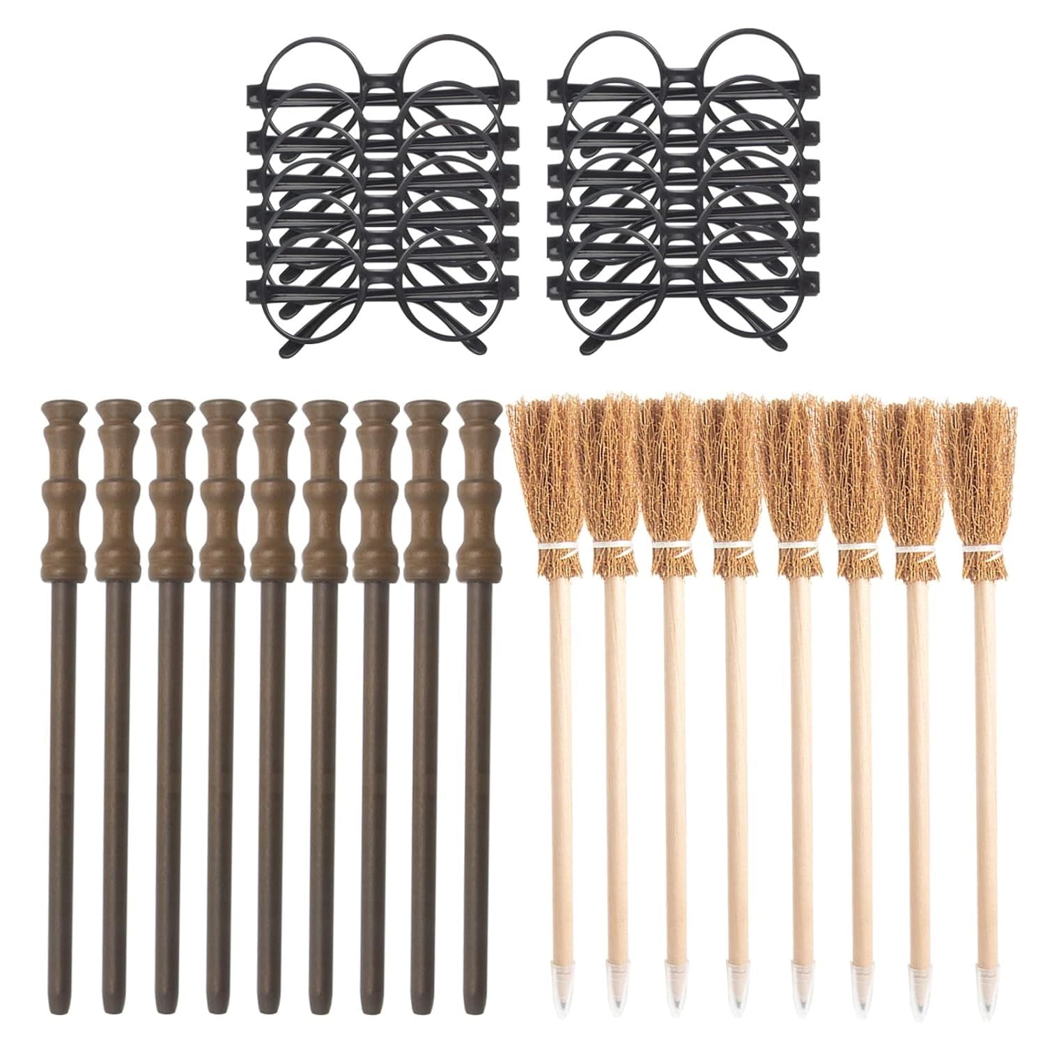 Accessoires de fête de magicien avec lunettes de magicien,crayon de sorcière,crayon de wand magique pour Halloween,cosplay décoration de fête,récompenses scolaire-36pcs