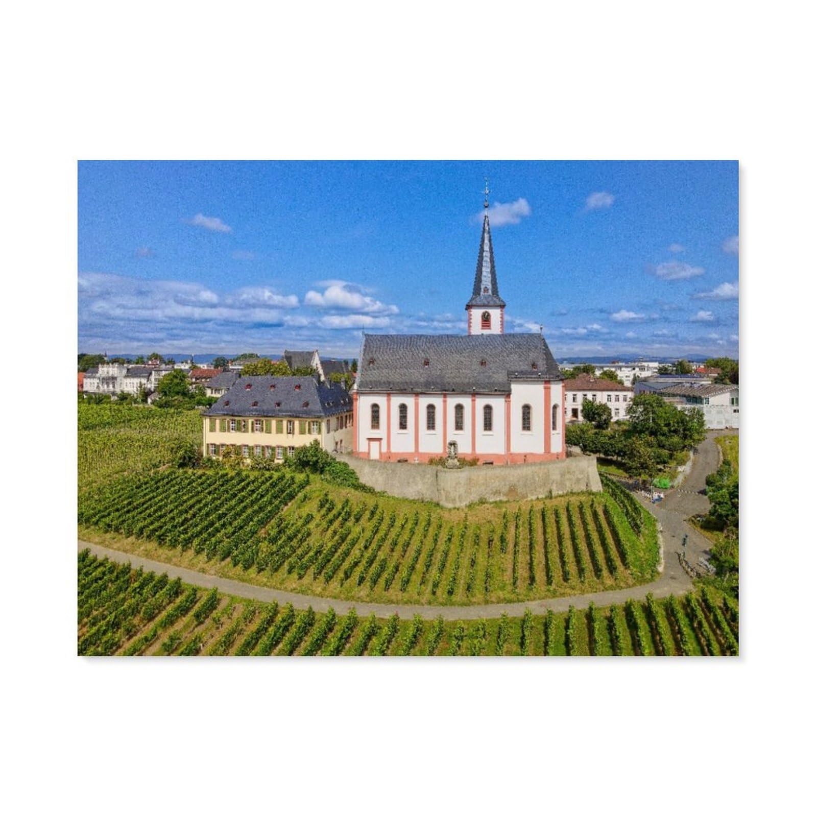 1000 Pieces Landscape Puzzles DIY，The parish church St. Peter and Paul, landmark of the city Hochheim，Jigsaw Creativity Toys for Kids Adults（38x26cm）-AO9