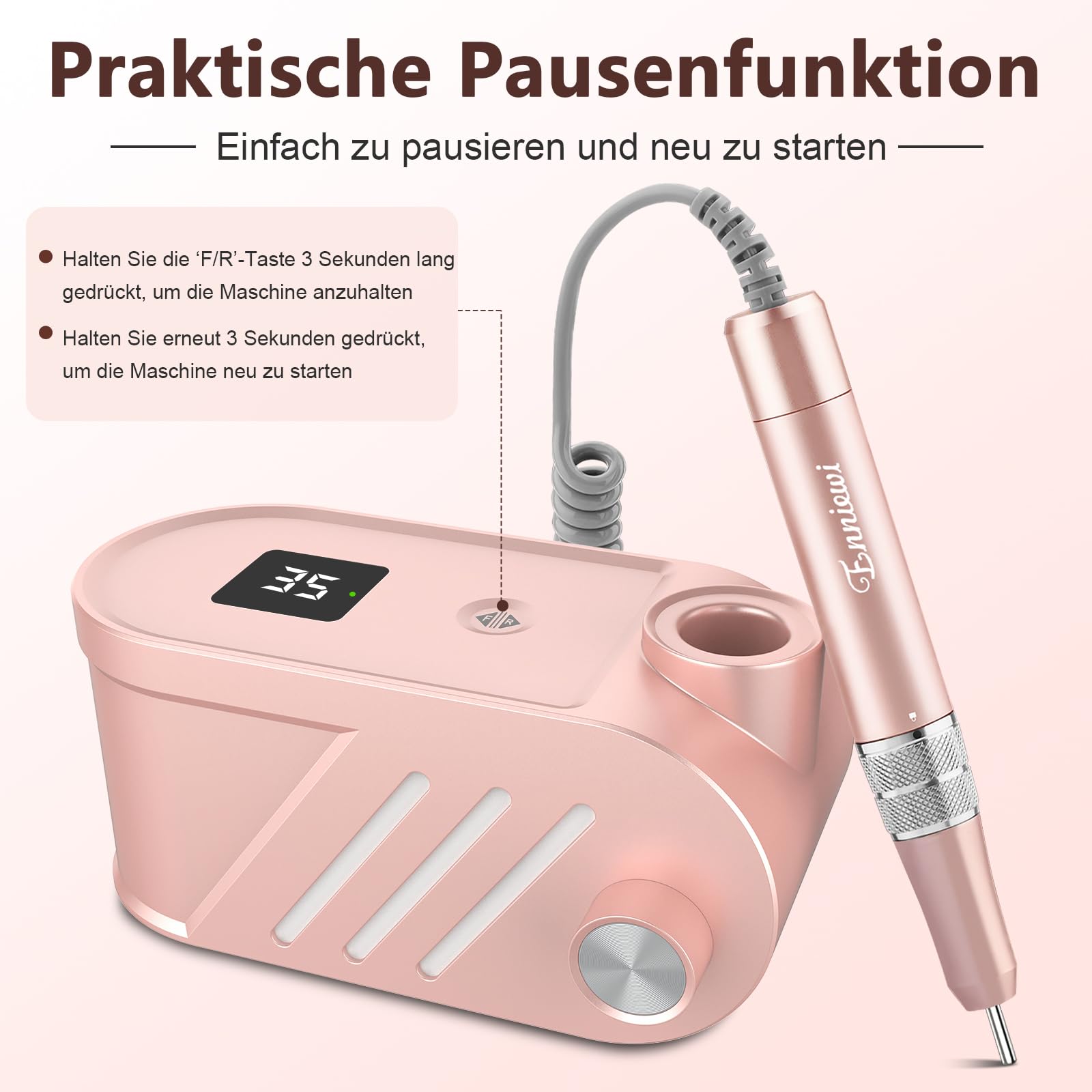 Nagelfräser - Elektrische Nagelfeile Maniküre Pediküre Set , Nagelfräser Maniküre, Fräser für Gelnägel und Acrylnägel, 35000U/M, Set mit 6 Fräsen, Rose
