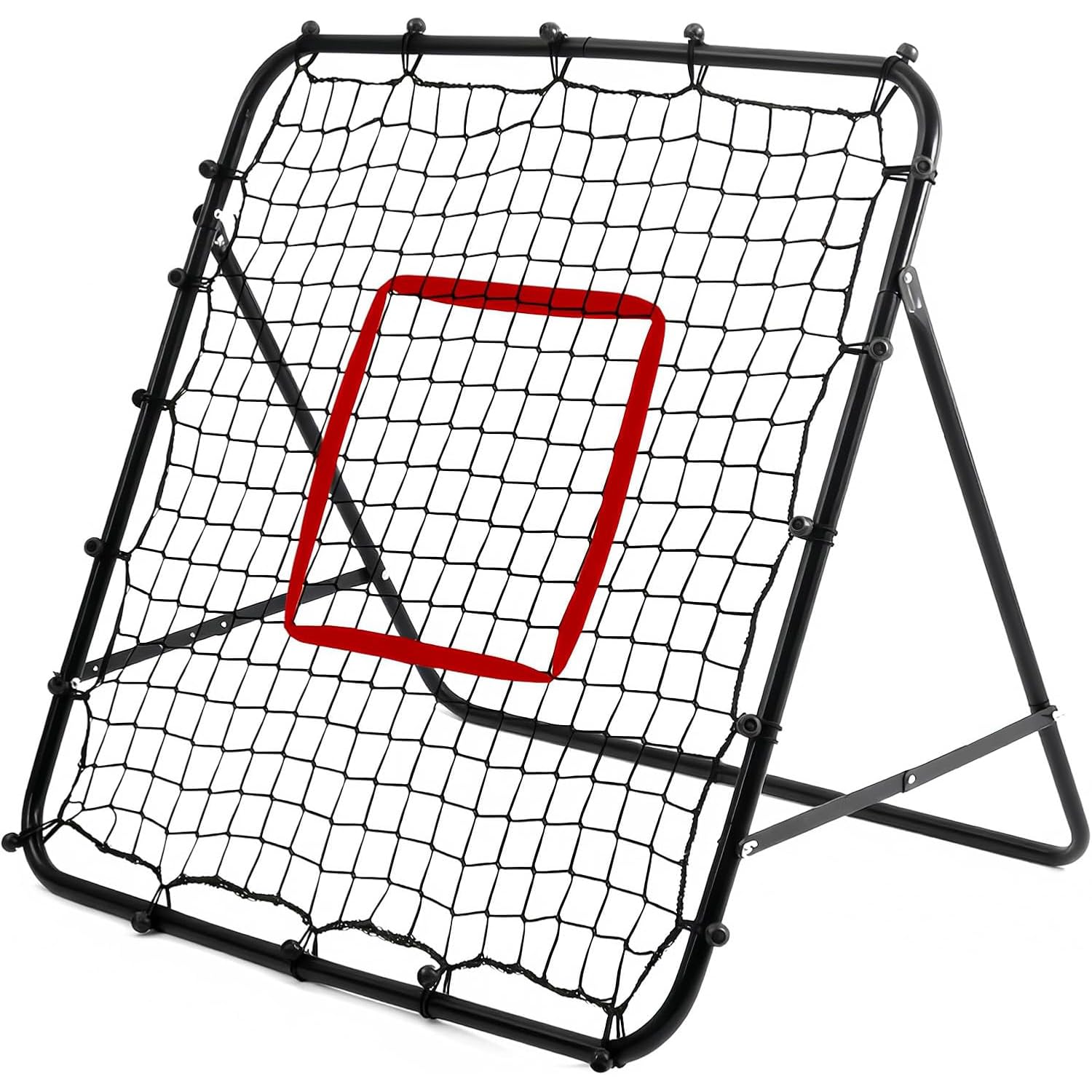 Adjustable Football Rebound Net 62x62cm Dual-Angle Soccer Trainer with Steel Frame Portable Folding Rebounder for Passing & Shooting Practice Outdoor Sports Equipment (Black With Target Box, 62x62x50)