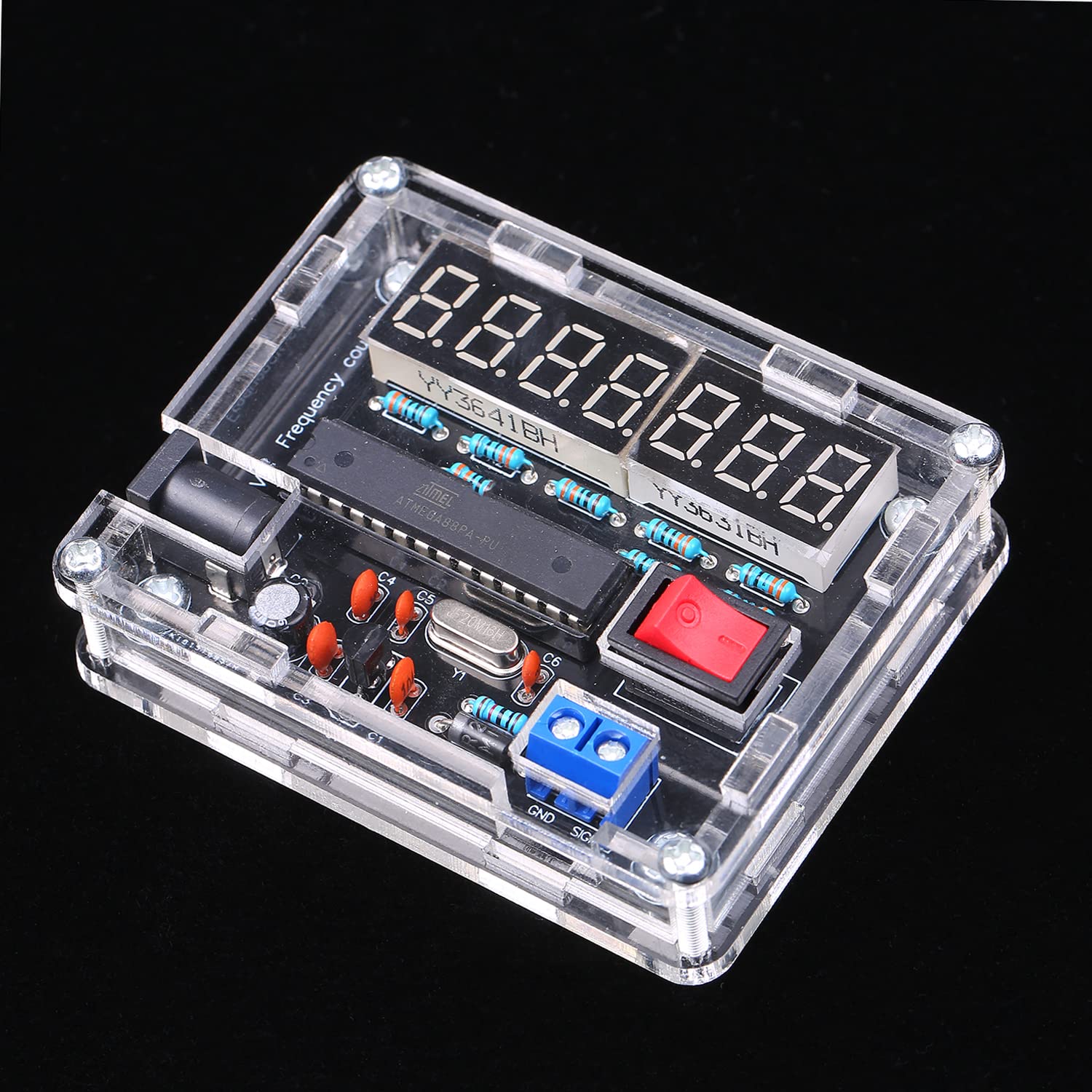 LANRU 10MHz Frequency Meter DIY Kit Frequency Counter AVR Frequency with Shell Counter Cymometer Frequency Measurement 0.000 001Hz Resolution