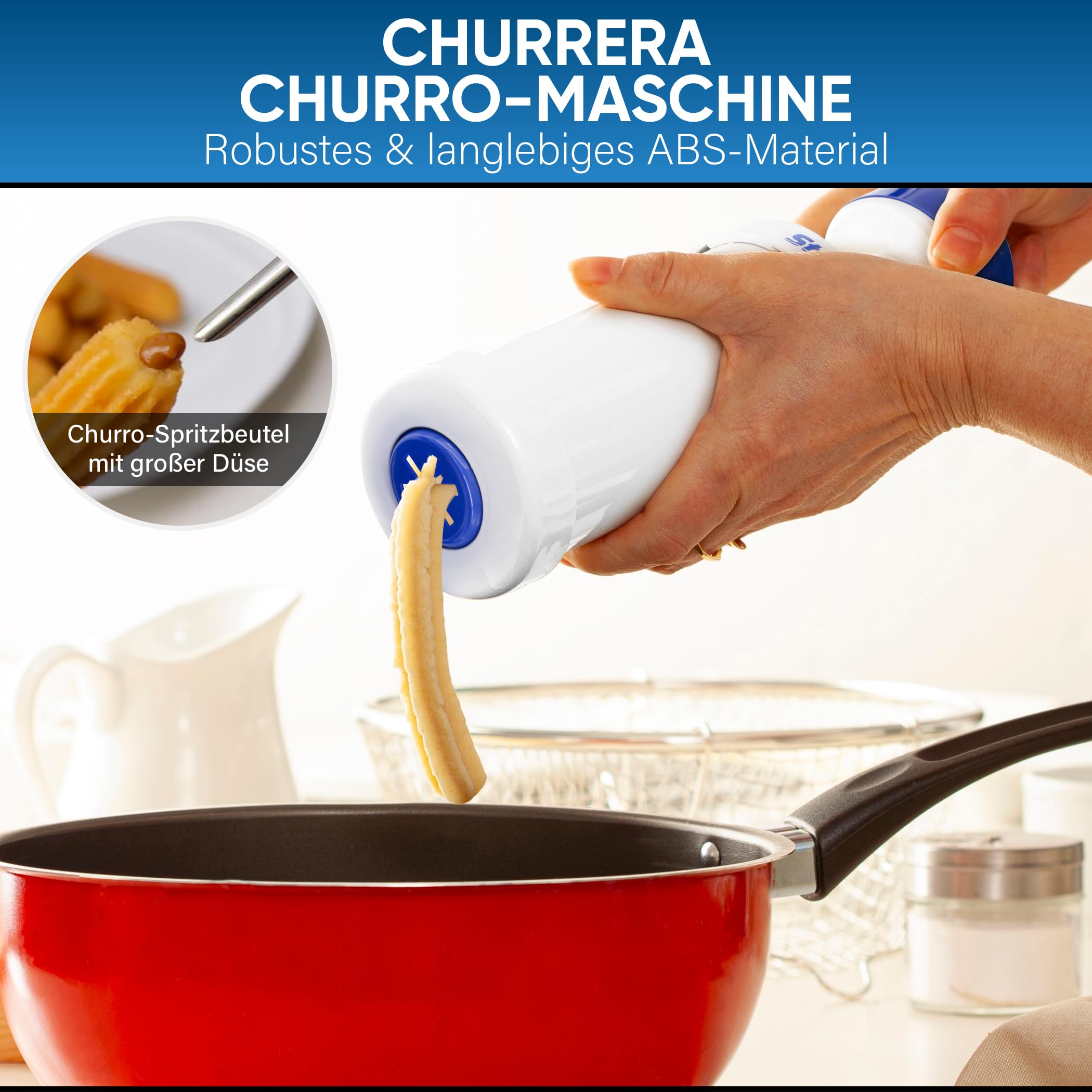 StarBlue Churrera Churro Maker und Füller-Set – einfaches Spritztüllen-Werkzeug zum Frittieren gefüllter Churros