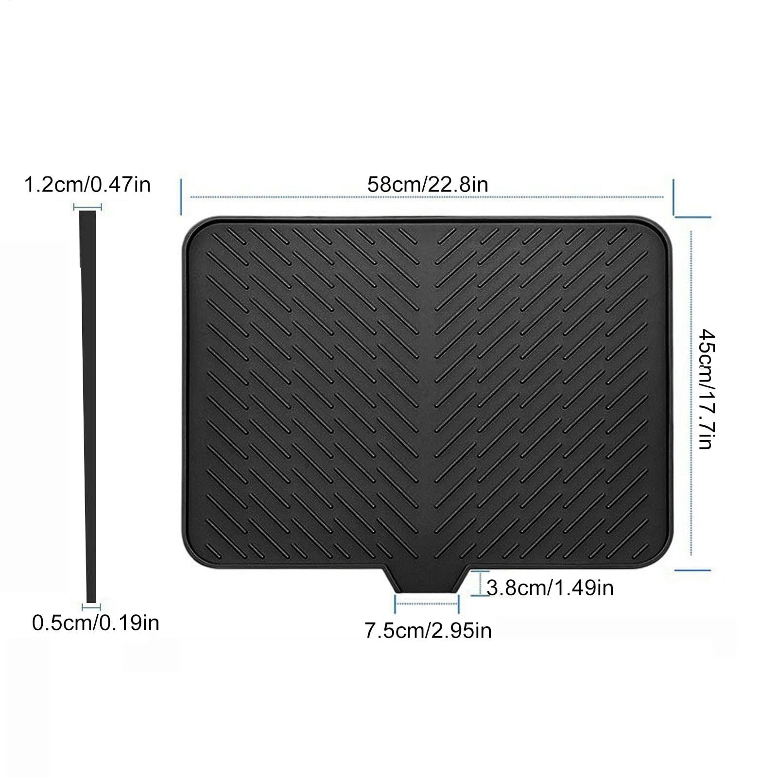 Abtropfmatte, große rutschfeste Küchentheke, stabile Silikon-Abtropfmatte mit Ablauflippe, vielseitiger Geschirrspüler-Organizer, 58 x 43 cm für den Heimgebrauch
