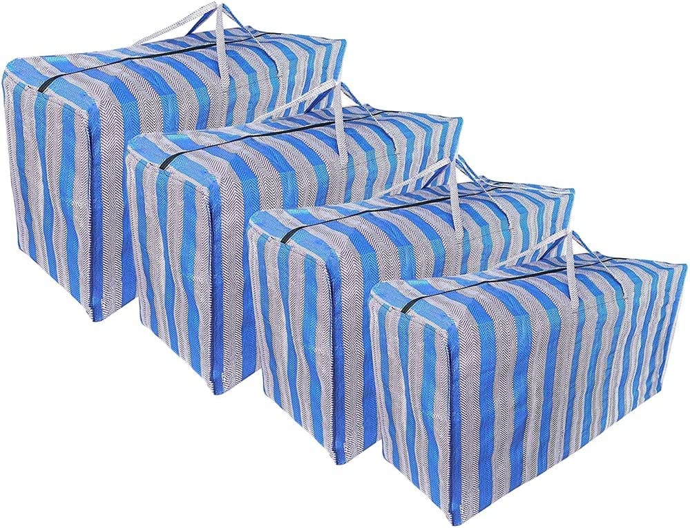 Homarket Extra Large Moving Storage Bags - 4Pcs Tote Bags With Zipper and Handles for Clothes, Travel, and Storage