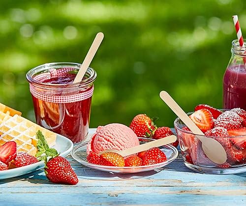 Miniatura 5 de Juego de 100 cucharas desechables de madera de bambú, 5.5in, biodegradables, ecológicas, 100% madera de abedul resistente, Navidad, fiestas,