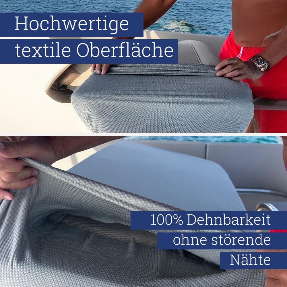 FlexiCover Polsterschlauch – Nahtloser Polsterüberzug für Sitz und Rückenpolster 5 m – elastischer Schlauchstoff für Polster – Bootszubehör