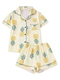 Women's Short Pajamas Set Cute Printed Button Short Sleeve Shirt with Shorts Sleepwear PJs Set