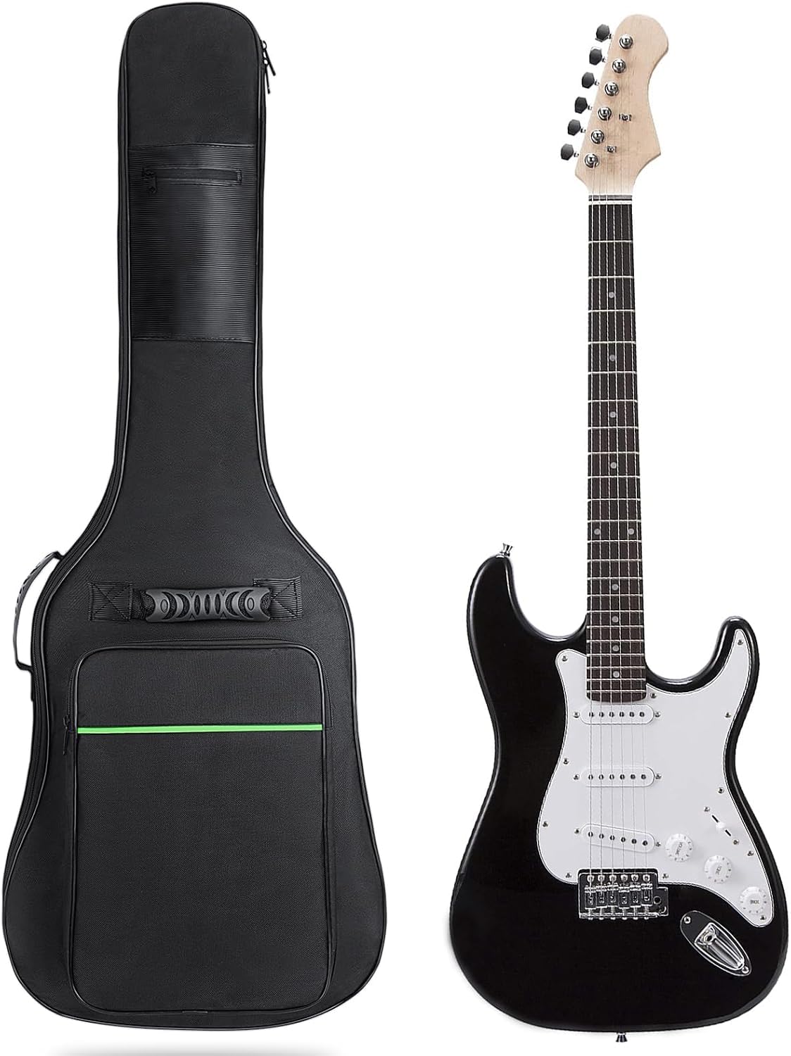 39 Inch Electric Guitar Bag 7mm Padding Waterproof Electric Guitar Case, Electric Guitar Gig Bag Backpack with Neck Strap and Pockets, Black