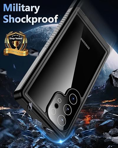 Vista 62 de Oterkin Funda impermeable para Samsung Galaxy S21 con protector de pantalla integrado, a prueba de polvo, a prueba de golpes, 360, carcasa Negro