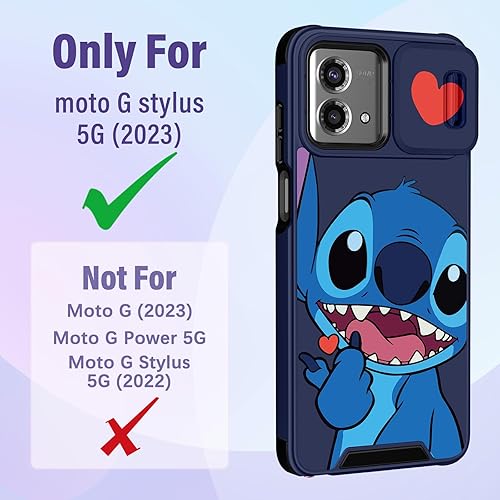 Miniatura 2 de Oqplog Funda para teléfono Motorola Moto G Stylus 5G (2023) con funda para cámara y soporte para anillo, bonita funda de dibujos animados G Stylus