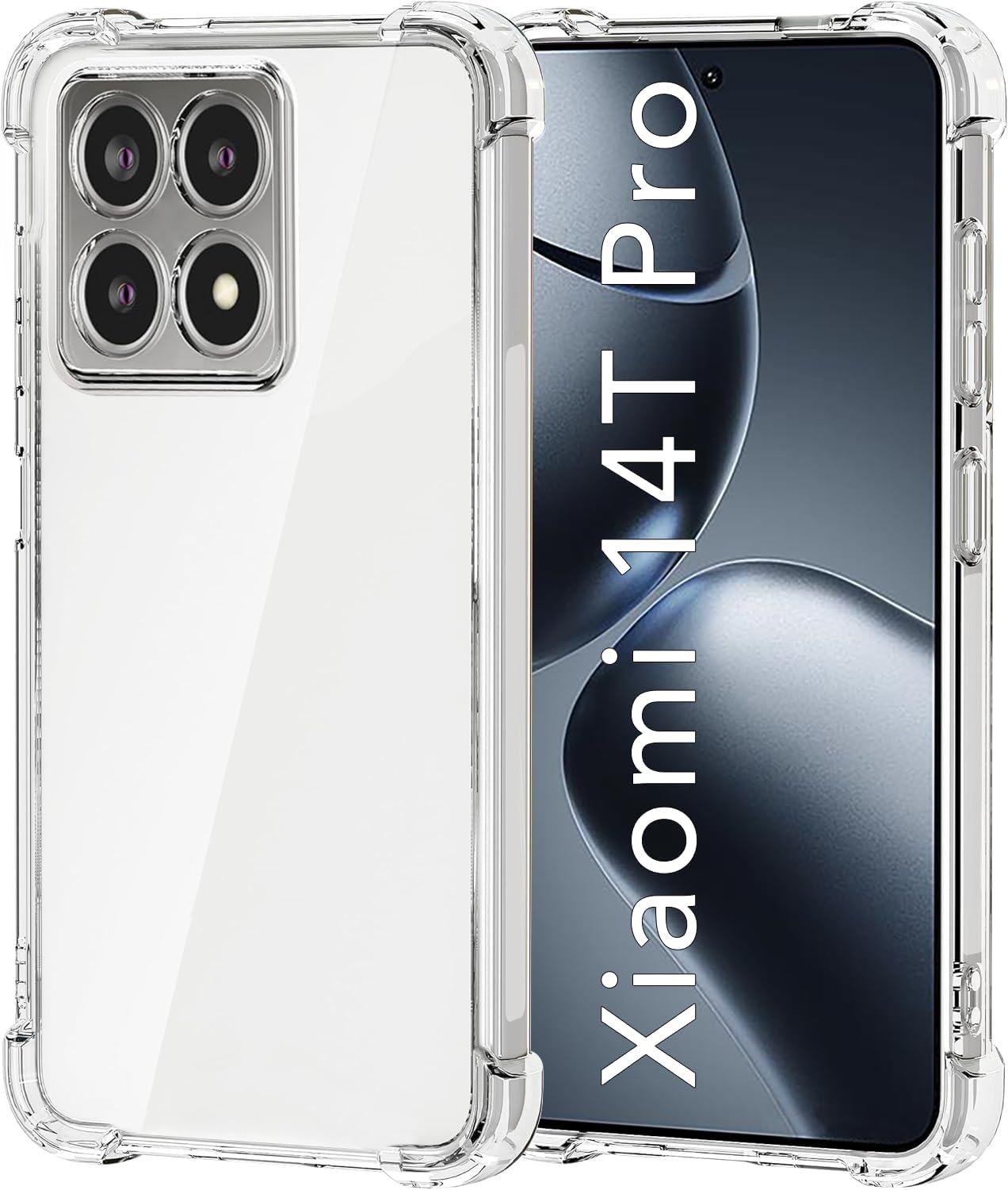 USTIYA Case for Xiaomi 14T Pro 5G Clear TPU Four Corners Military-Grade Protection Cover Transparent Soft funda