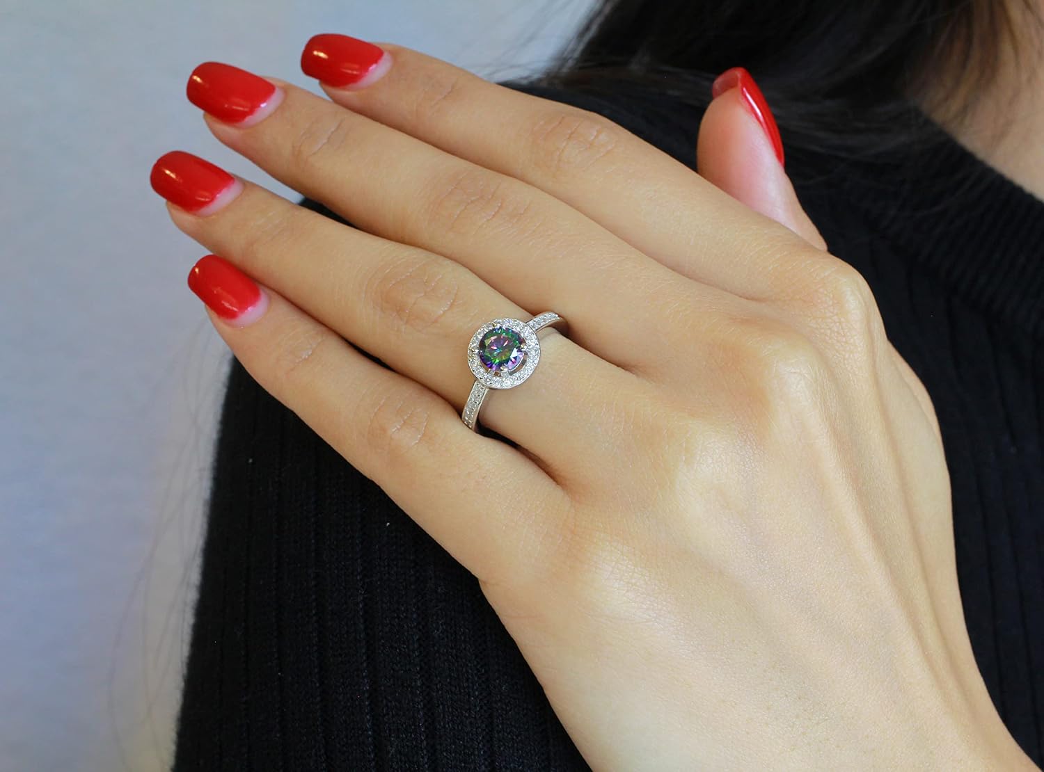 CloseoutWarehouse Cubic Zirconia Embraced Round Promise Ring Sterling Silver (Comes in Colors)