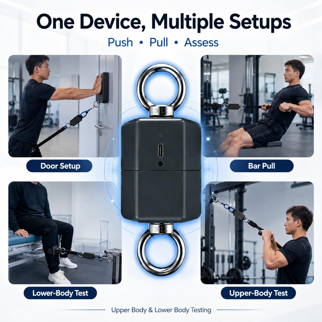 Kraftmessgerät Fitness 500kg, Push Pull Dynamometer mit 250Hz Abtastrate für Sportanalyse und Peak Force Analyse