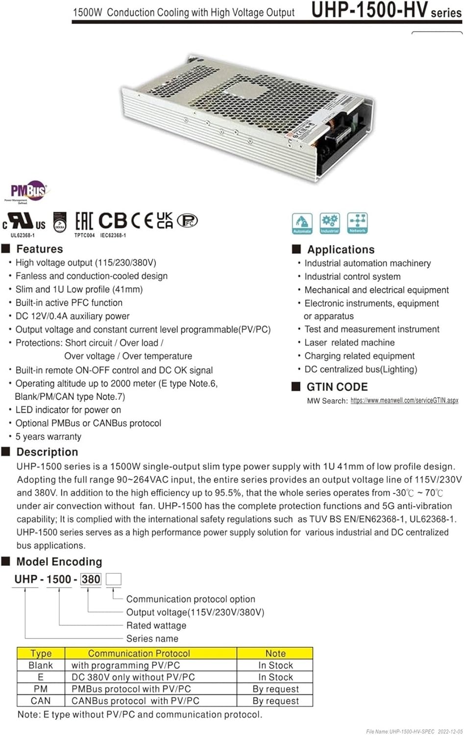 1500W Switching Power Supply UHP-1500-24 UHP-1500-48(UHP-1500-24)