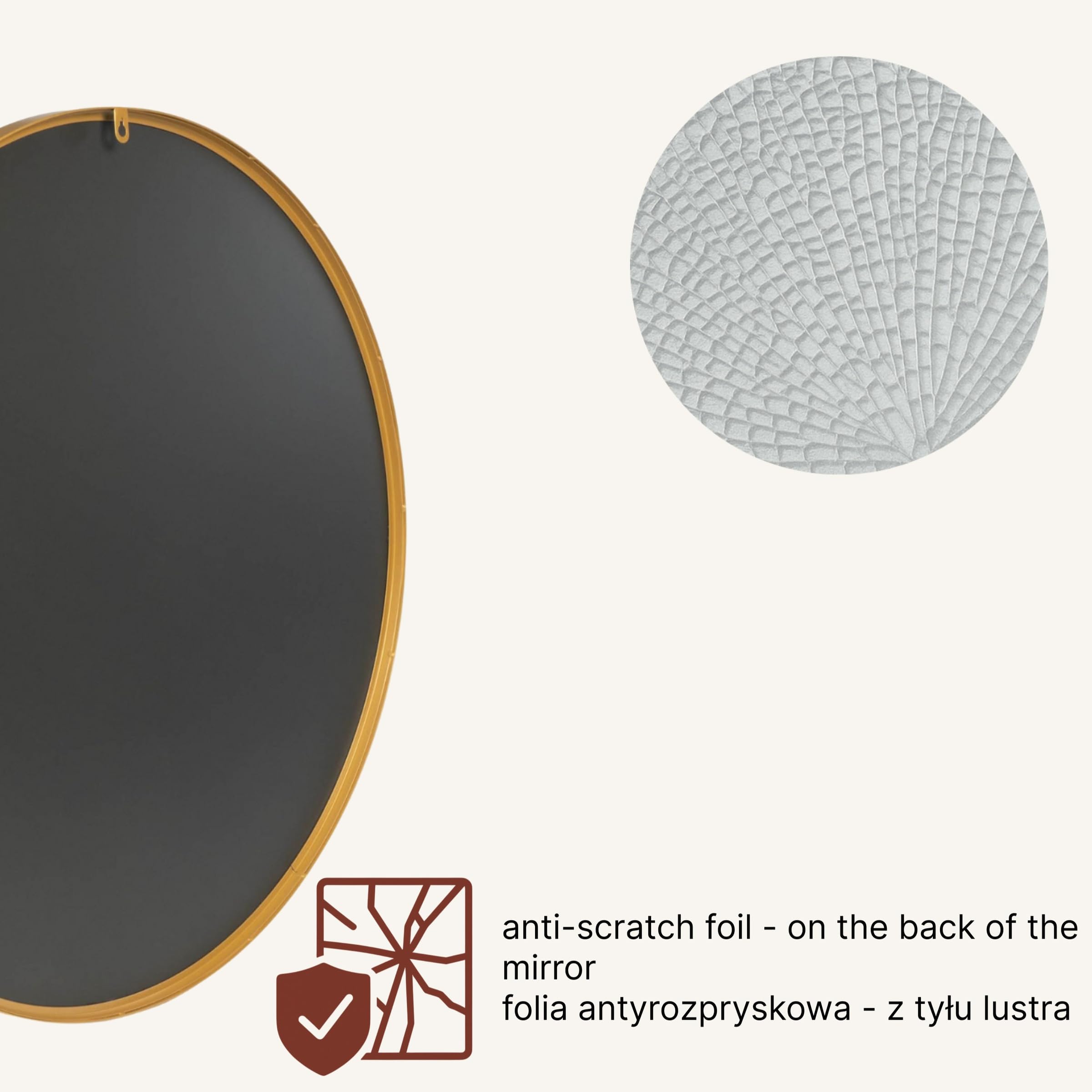 Miroir rond Noor, cadre en métal, Ø 80 cm (doré)