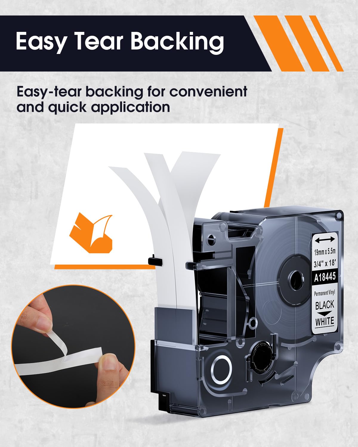 Replace for Dymo Rhino 4200 5200 Labels 18445 Permanent Polyester Refills 3/4 Inch Industrial Rhino Labels Permanent Vinyl Tape A18445 Compatible with Dymo Rhino 5000 6000 Label Maker Refills, 3 Pack - 5