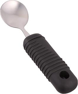 Sammons Preston 560626 Sure Grip Soup Spoon, Stainless Steel Deep Spoon with Thick Rubber Handle, Comfortable and Easy to Hold Silverware with Grips for Weak Grasp, 7" Long Utensil with Good Grips
