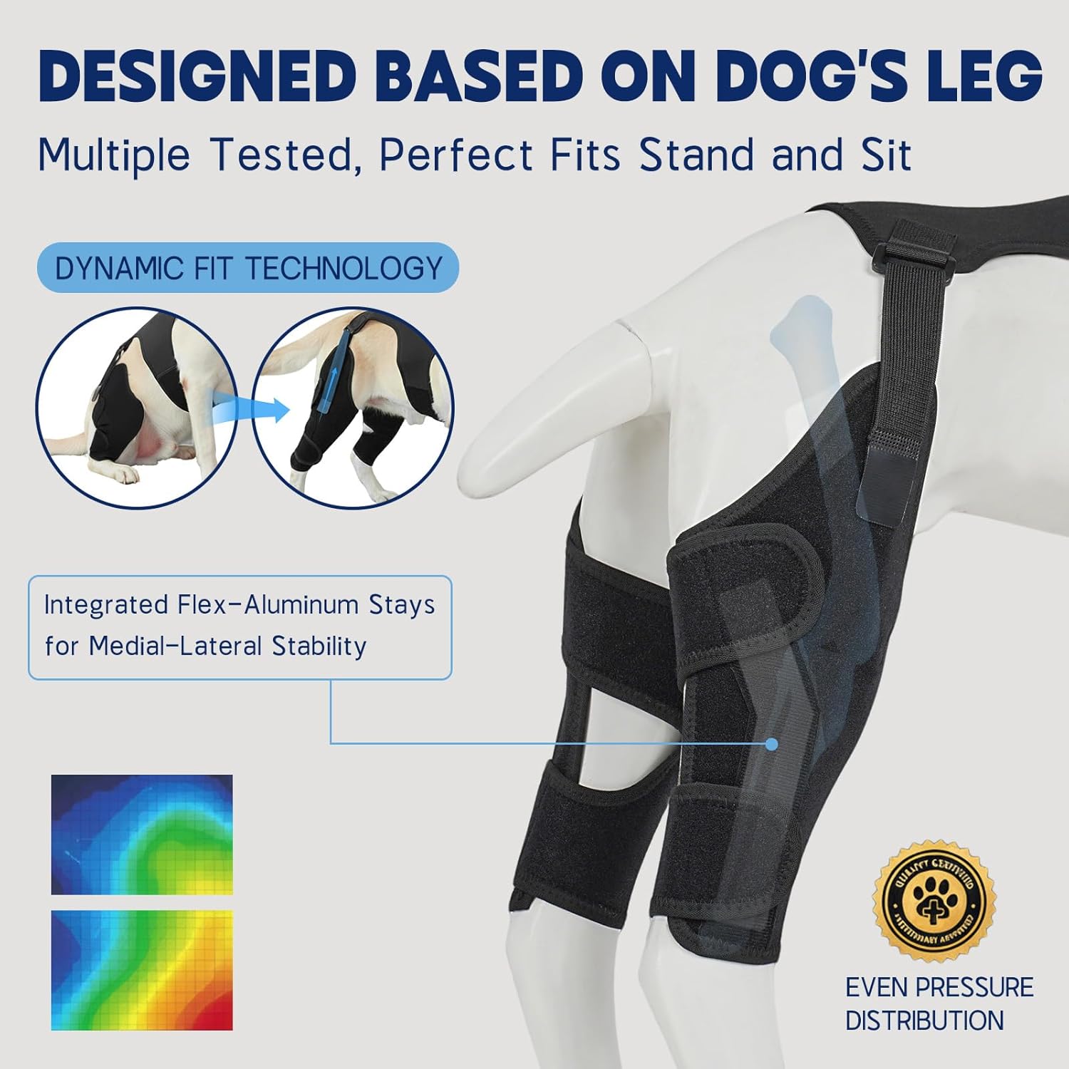Dog Knee Brace for Torn ACL Hind Leg, Adjustable Dog Leg Brace with Metal Stabilizers Strong Joint Support to Reduce Pain from Arthritis, Ligament Injury, Hip Dysplasia, Luxating Patella (XS-1)
