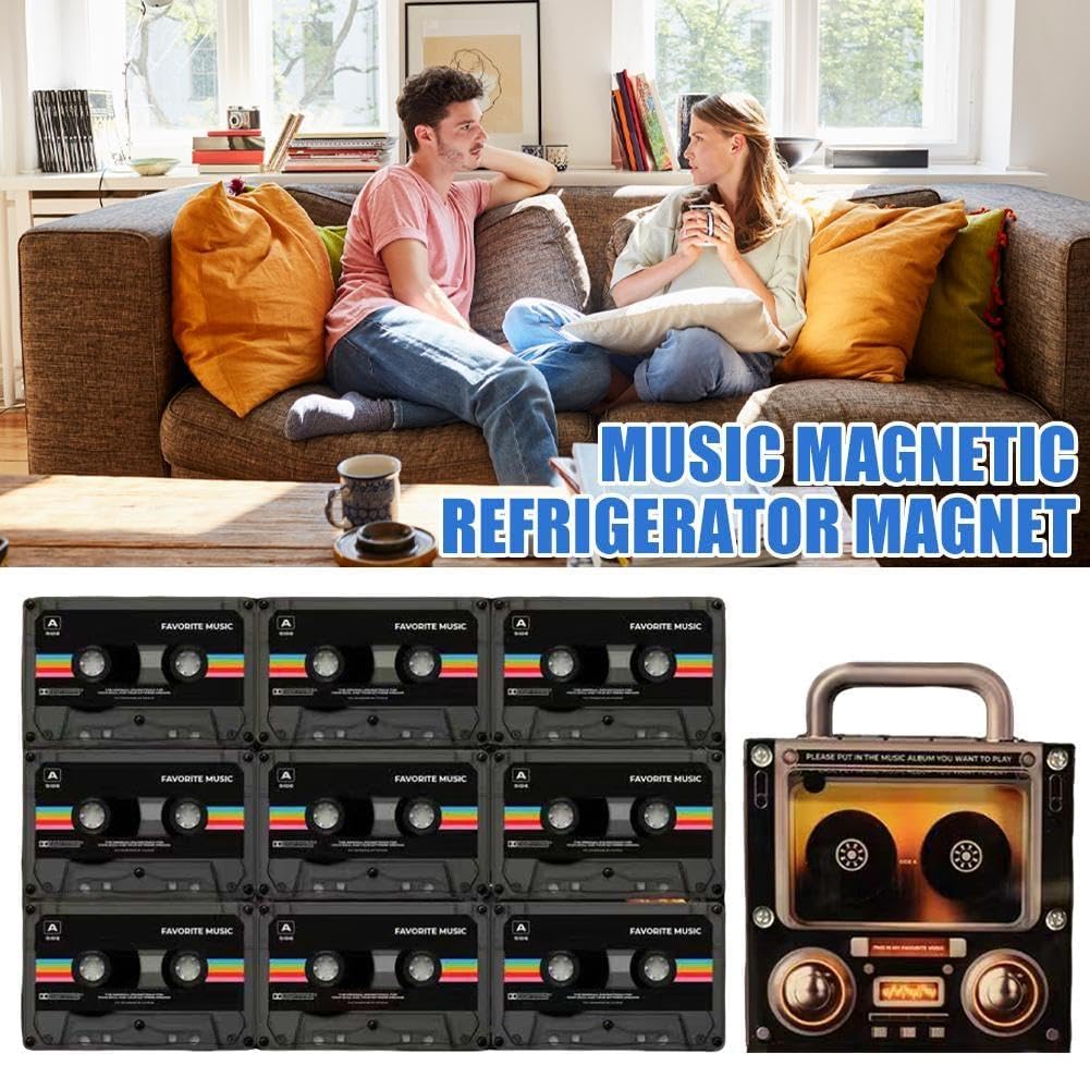 Set di 10 magneti da frigorifero con musica retrò, dischi in vinile con 128 MB NFC, decorazione divertente per la casa per gli amanti della musica