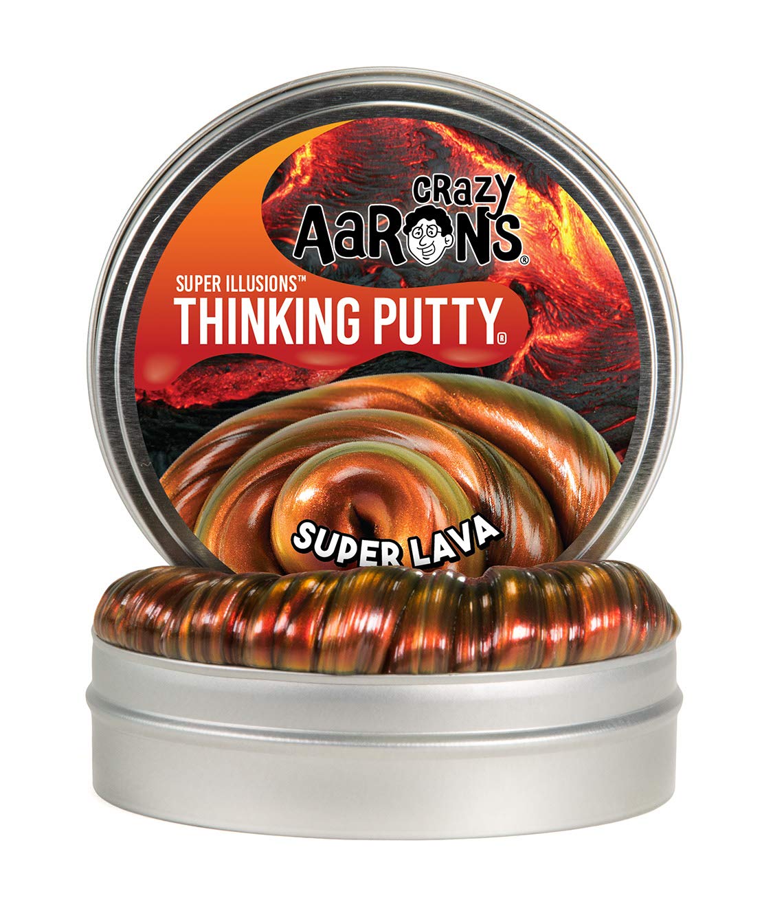Crazy Aaron's Thinking Putty 4" Tin - Super Illusions Super Lava - Multi-Color Putty, Soft Texture -