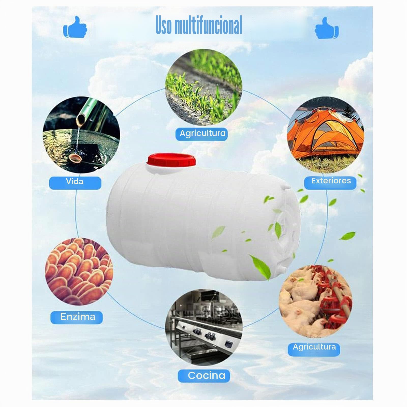 Bidón para agua Cubos De PláStico De Calidad Alimentaria Con Grifo Gran Capacidad Contenedores Tanques De Almacenamiento De Agua DoméSticos Rectangular Blanco Grandes DepóSitos De Agua(Size:110L)